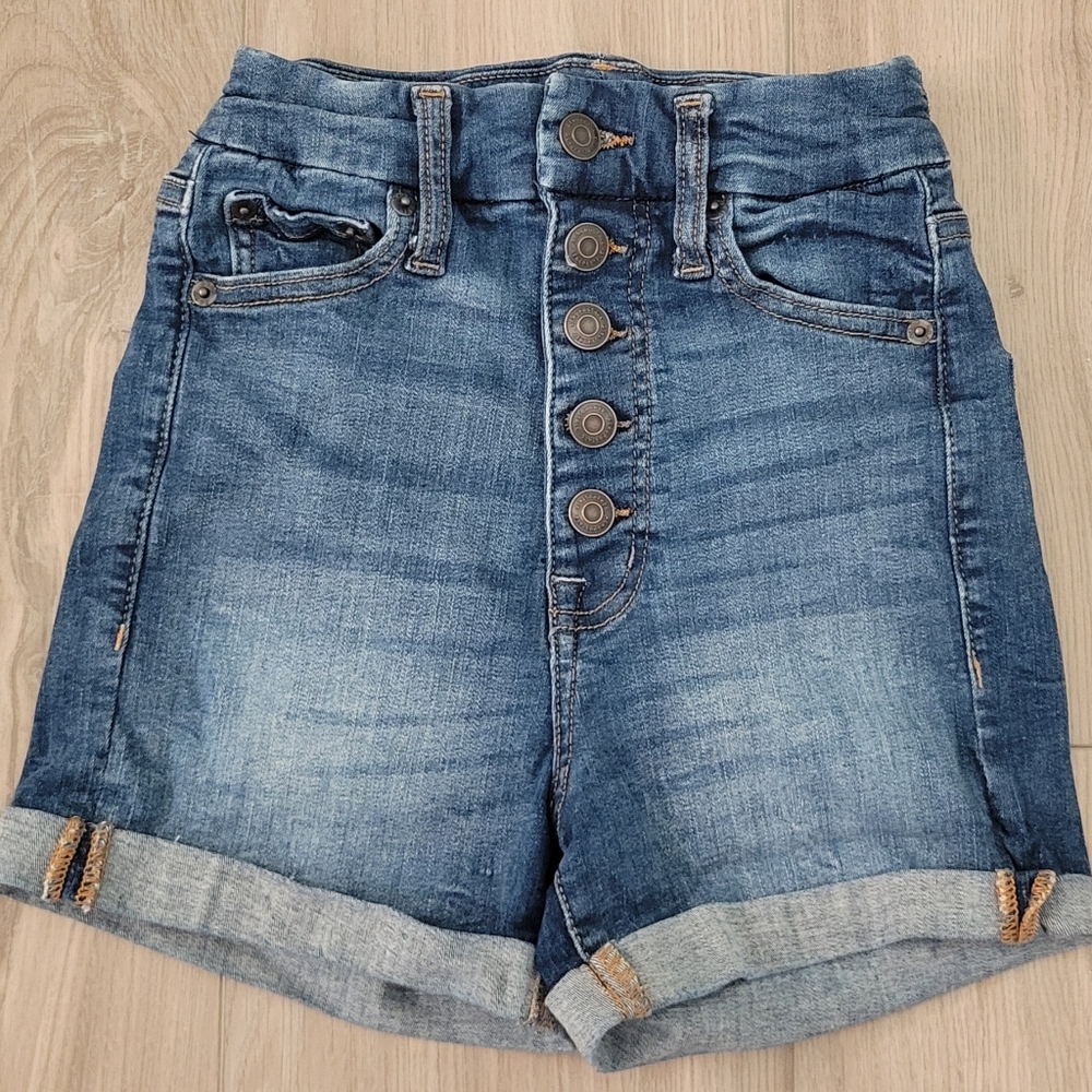 Aeropostale sz 000 denim buttonfly shorts super high rise curvy midi